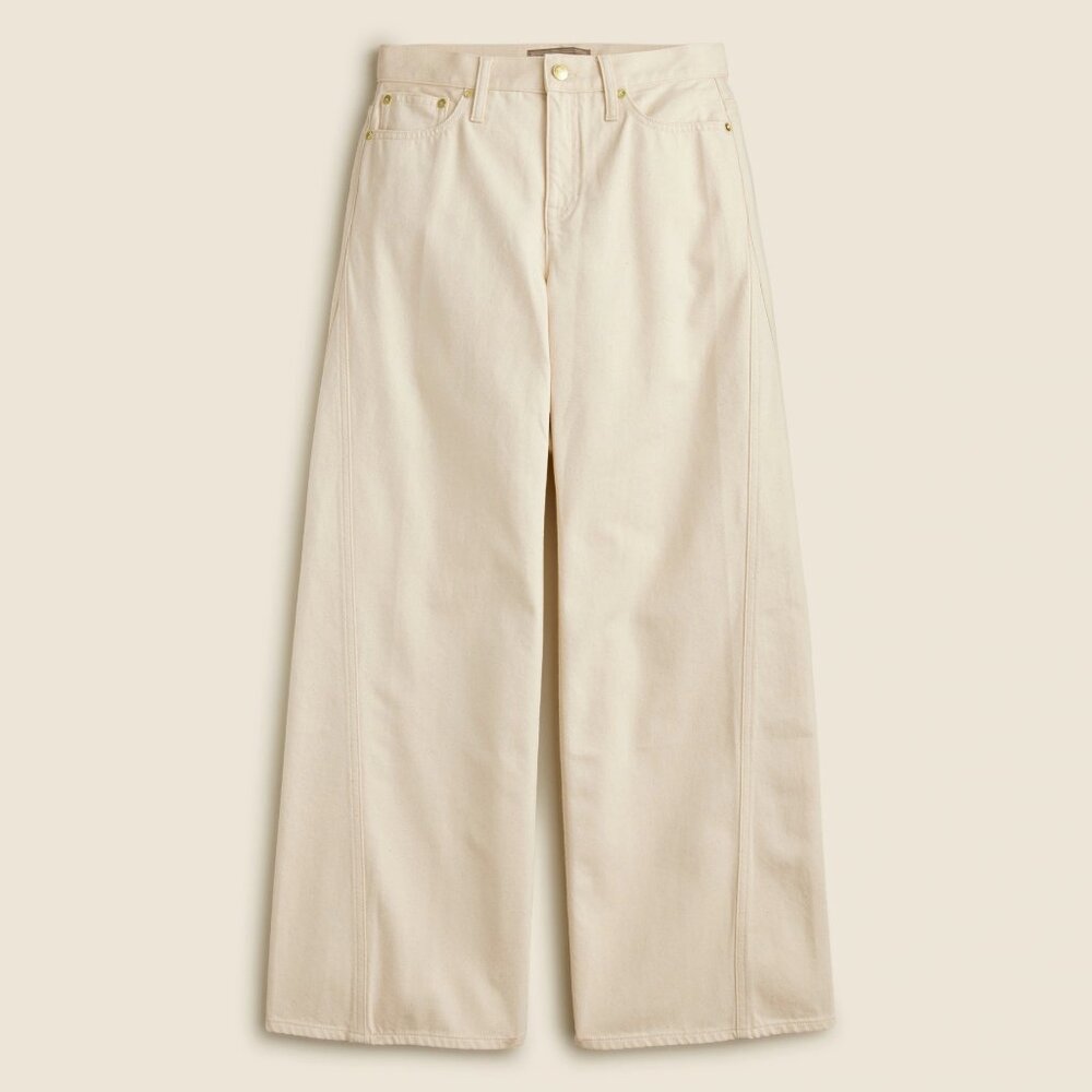NWT J Crew Point Sur Seamed Puddle Jean in Ecru Size 28